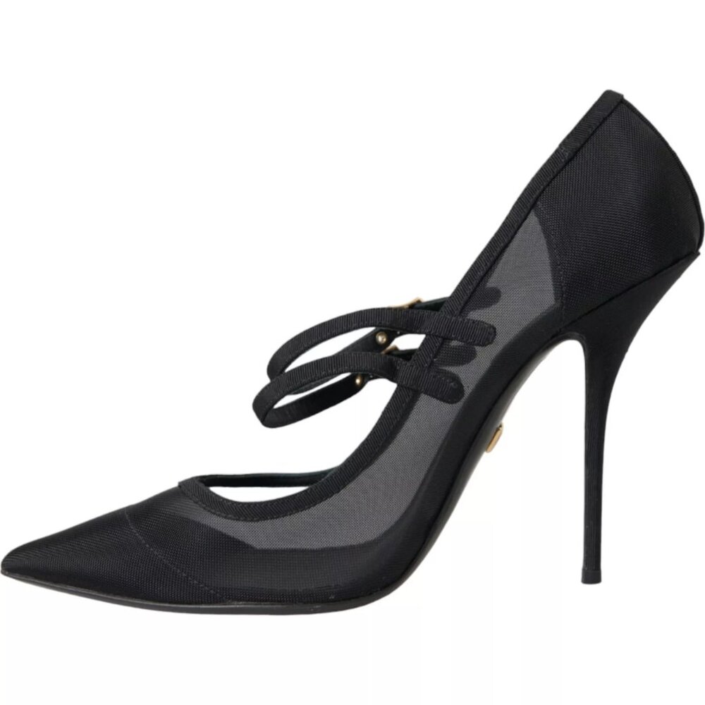 Auth DOLCE GABANA Black Mesh Mary Janes